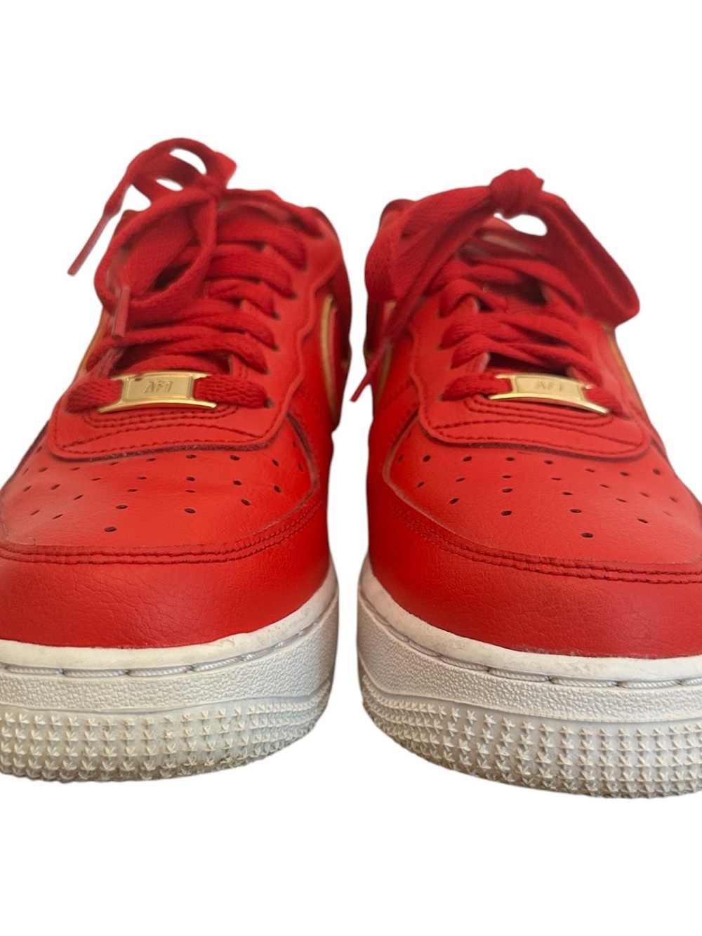 Women’s Nike Air Force 1 Low “Red Gold Swoosh” Size 7.5 - Picture 2 of 7